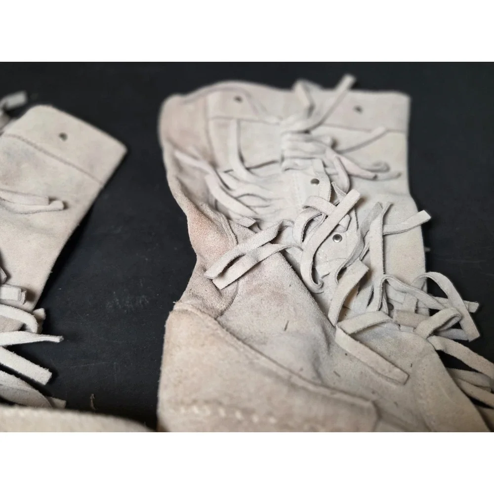 Vintage Minnetonka Fringe Boots in Grey Suede Size 8 USA Made